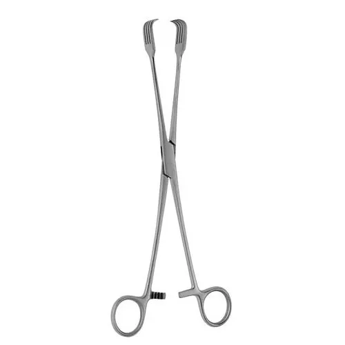 Pratt Tenaculum Forceps with 4 x 4 Teeth - 26 cm (10 1/4